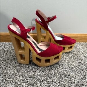 DV by Dolce Vita Red and Tan Platform Heels